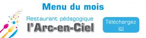 Logo téléchargement du menu du mois au restaurant pédagogique l'Arc-en-Ciel