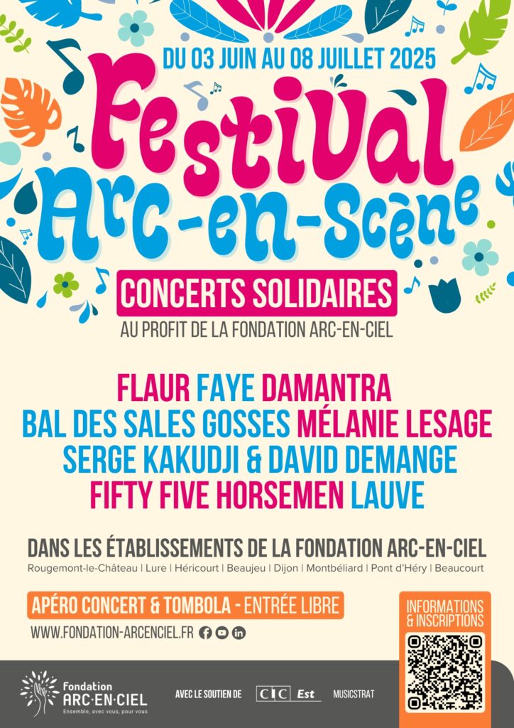 Affiche du Festival Arc-en-Scène – concert solidaire en Franche-Comté
